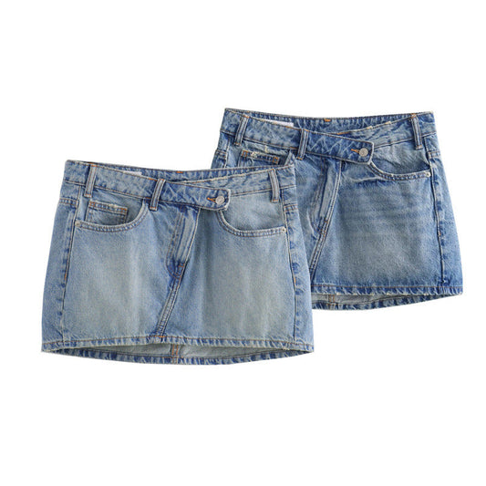 Dam A-Line Kjol Hög Midja Stretch Denim-2