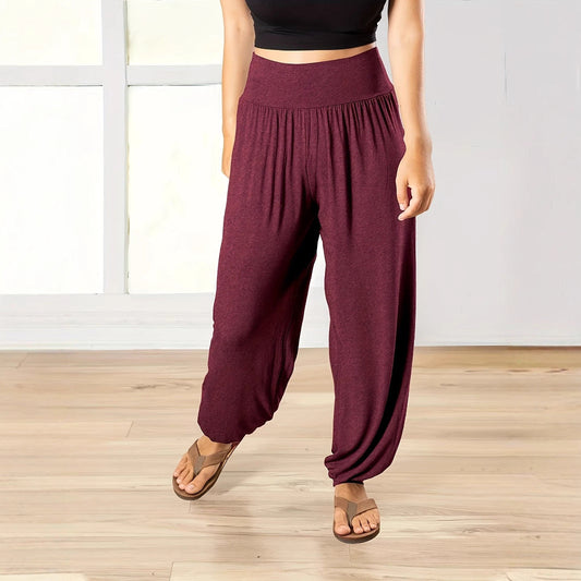 Dam Harembyxor LĂ€tta Elastisk Midja Andningsbart Tyg 1