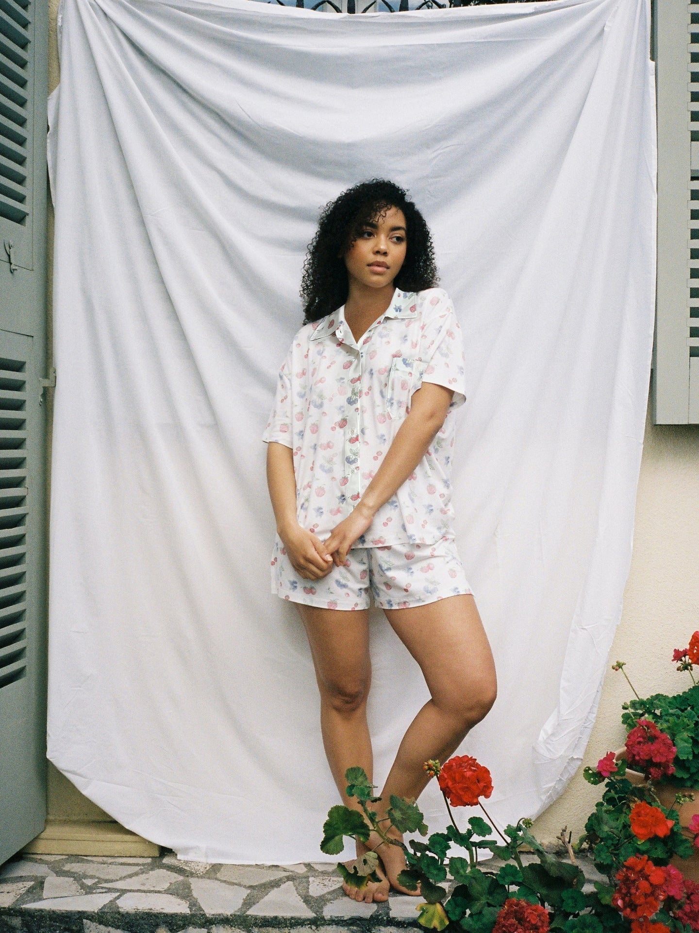 Variant image for Dam Hemkläder Blommigt Kortärmad Polyester Uppsättning-1