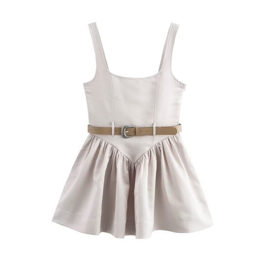 Kort Klänning Dam Slim Fit med Veckad Kjol - Perfekt Sommarklänning för Fest och Vardag 1