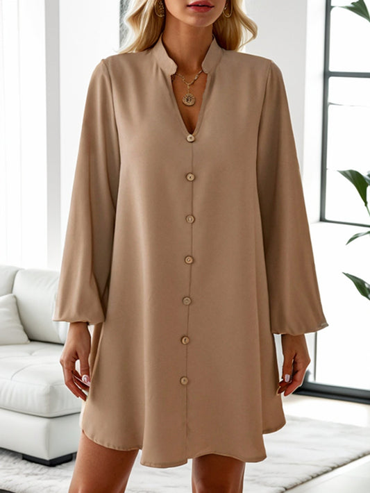 Damklänning Midi Långärmad V-Neck Polyester A-linje-1