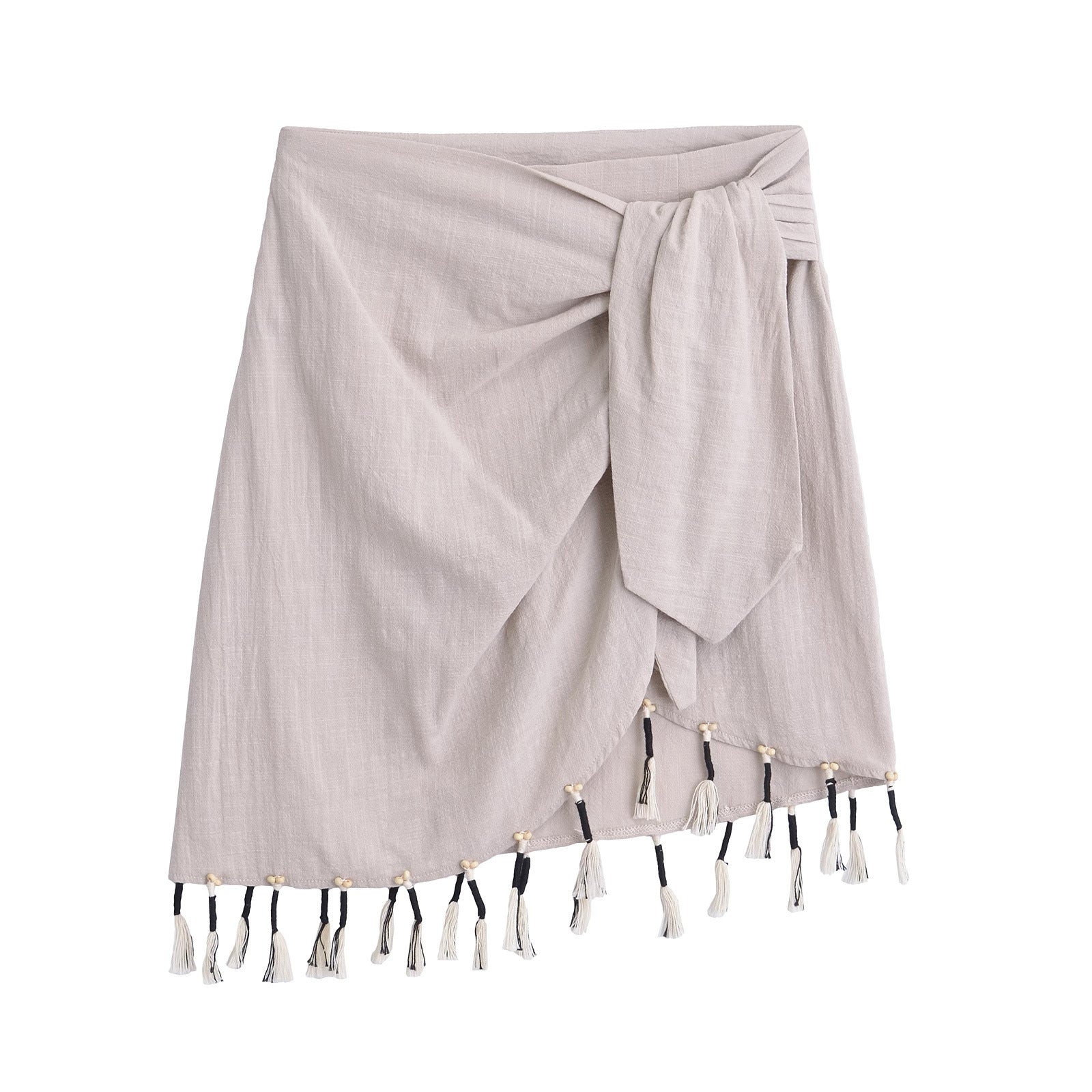 Kvinna Midirock Fransad Patchwork Polyester Street Style-1