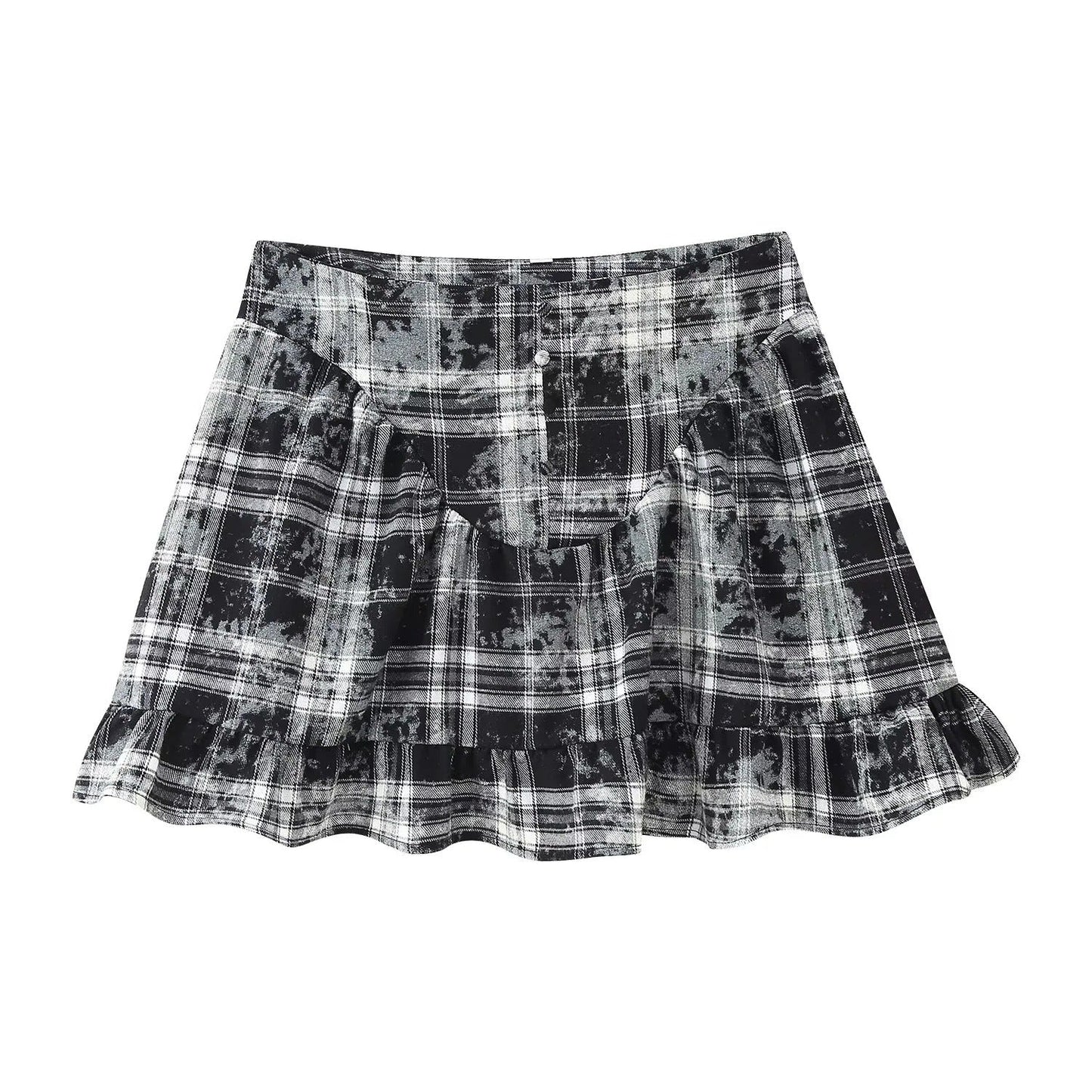 Kvinnors Tvådelad Uppsättning Rutig Design med Ruffle Detaljer Högkvalitativt Tyg 4