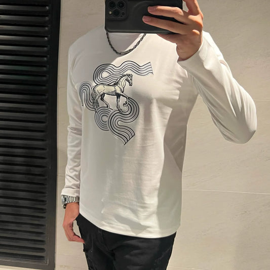 Dam LÄngÀrmad T-shirt Djurmönster 100% Bomull-1
