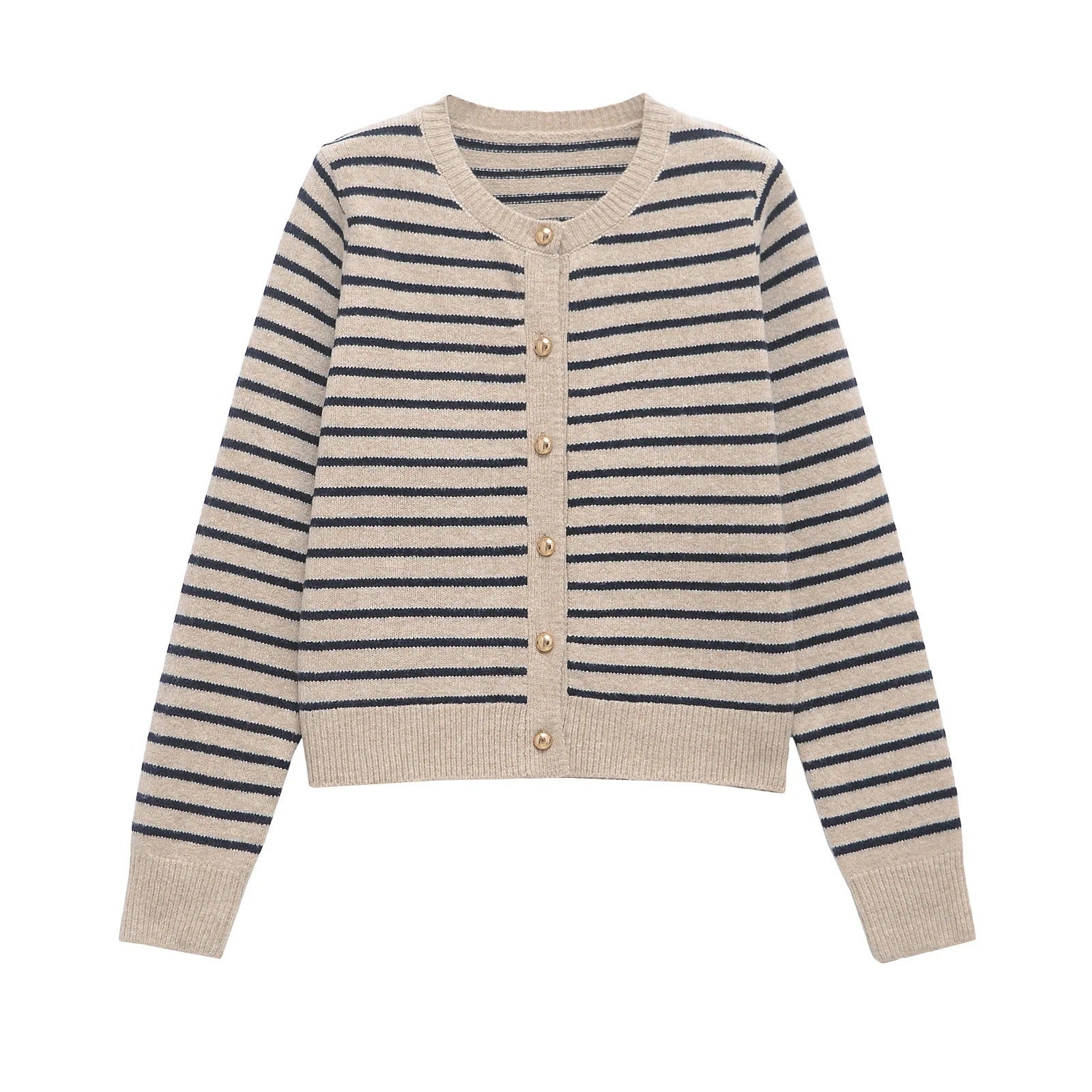 Randig Cardigan för Damer i Mjuk Bomull med Knappdetaljer – Skräddarsydd Passform, Perfekt för Alla Tillfällen 1