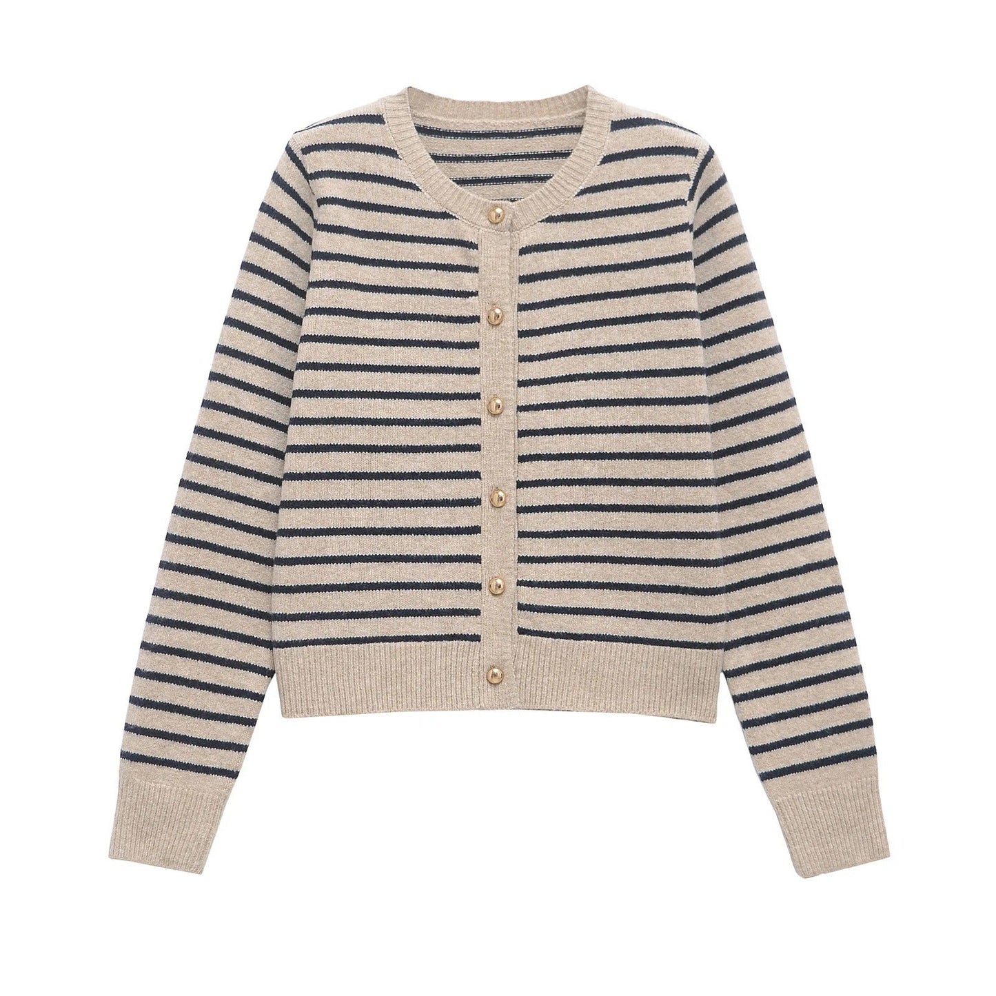 Randig Cardigan för Damer i Mjuk Bomull med Knappdetaljer – Skräddarsydd Passform, Perfekt för Alla Tillfällen 5