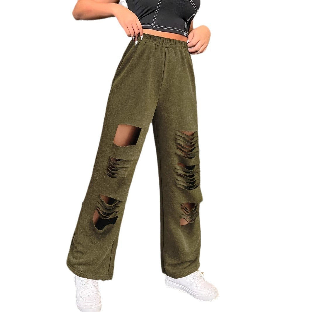 Dam Fritidsbyxor Bred Passform med Utskärningar Andningsbart Material 5