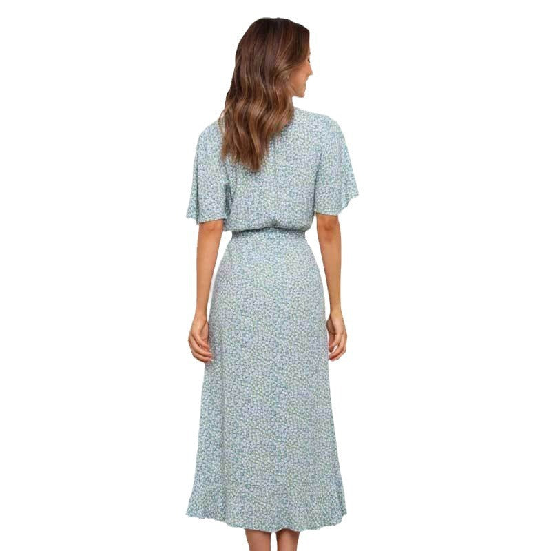 Ljusblå A-Line Midi Klänning i Chiffon med Regelbundna Ärmar – Perfekt för Sommarens Fester 6