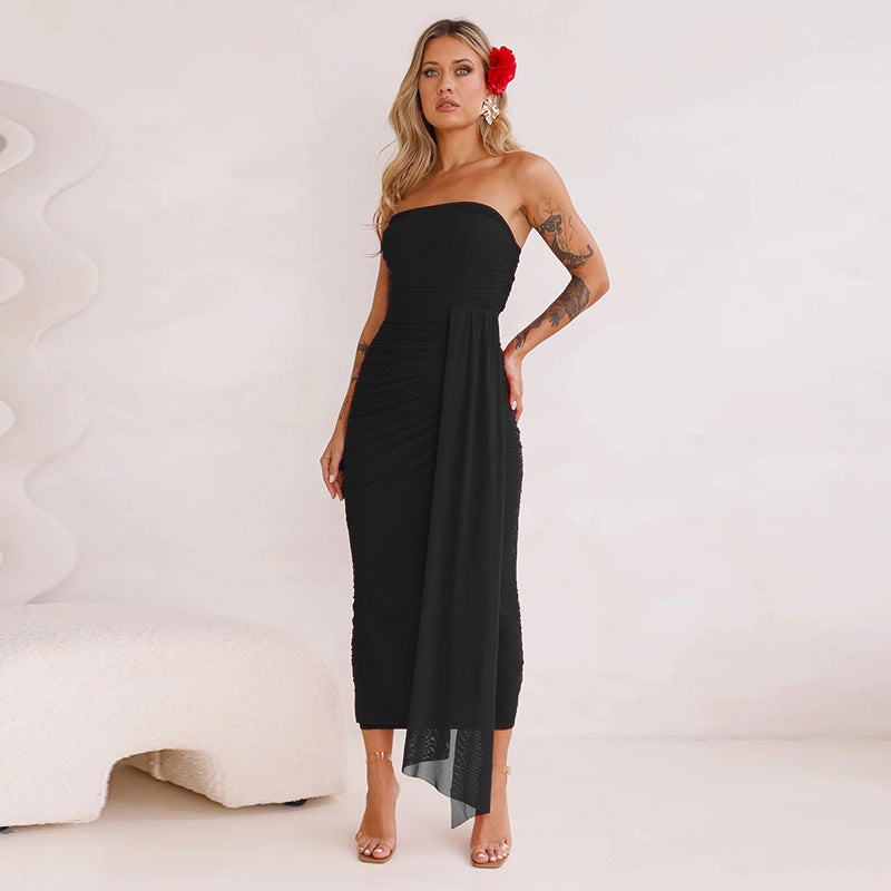 Dam Maxiklänning Bandeau Ruffles Elastisk Mix 5