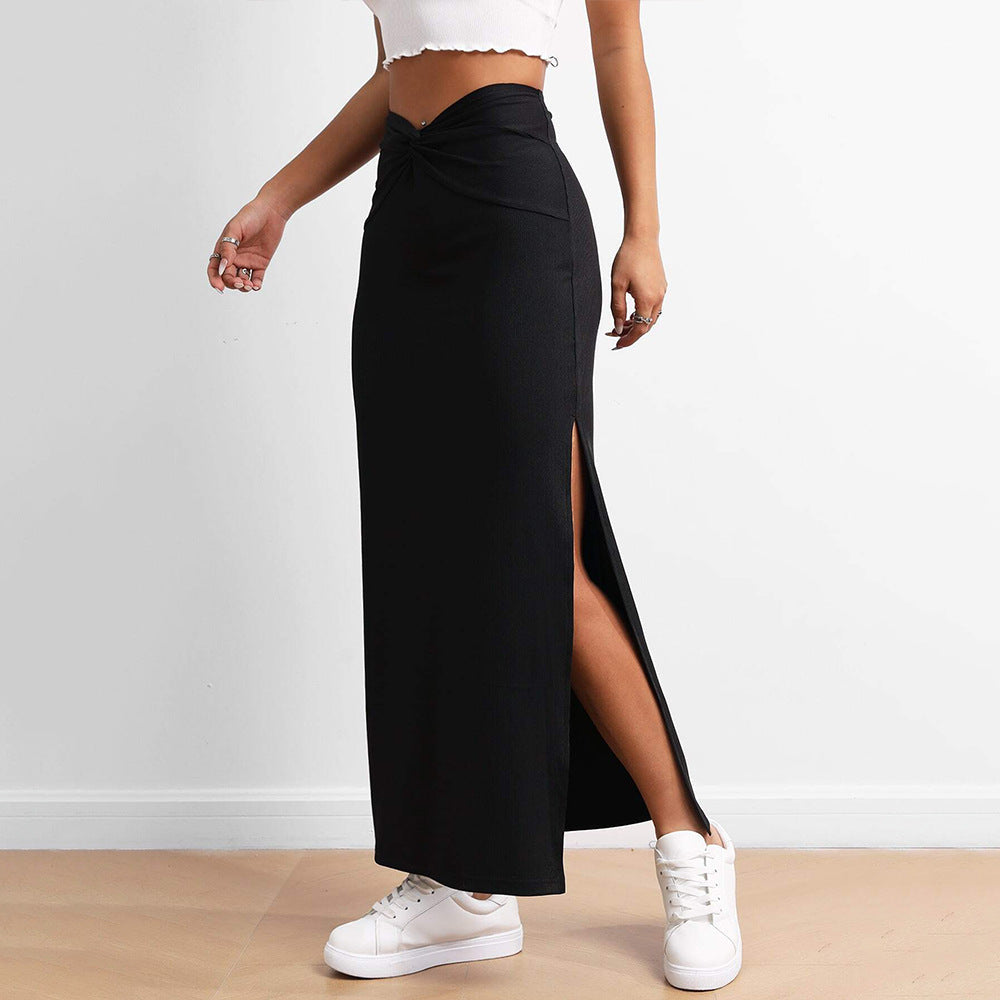 Dam Lång Kjol Draperad Viskos Minimalistisk Elegant Maxi-4