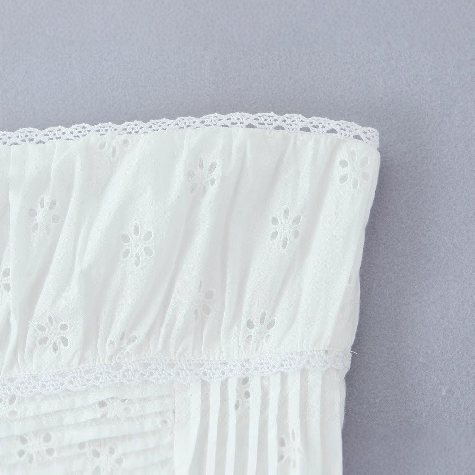 Kvinna Miniklänning A-Line Monokrom Polyester Off-Shoulder Kort Kjol-4