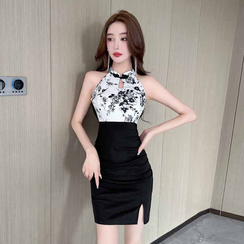 Kvinnors Mini Klänning Off-Shoulder Högkvalitativt Tyg-1