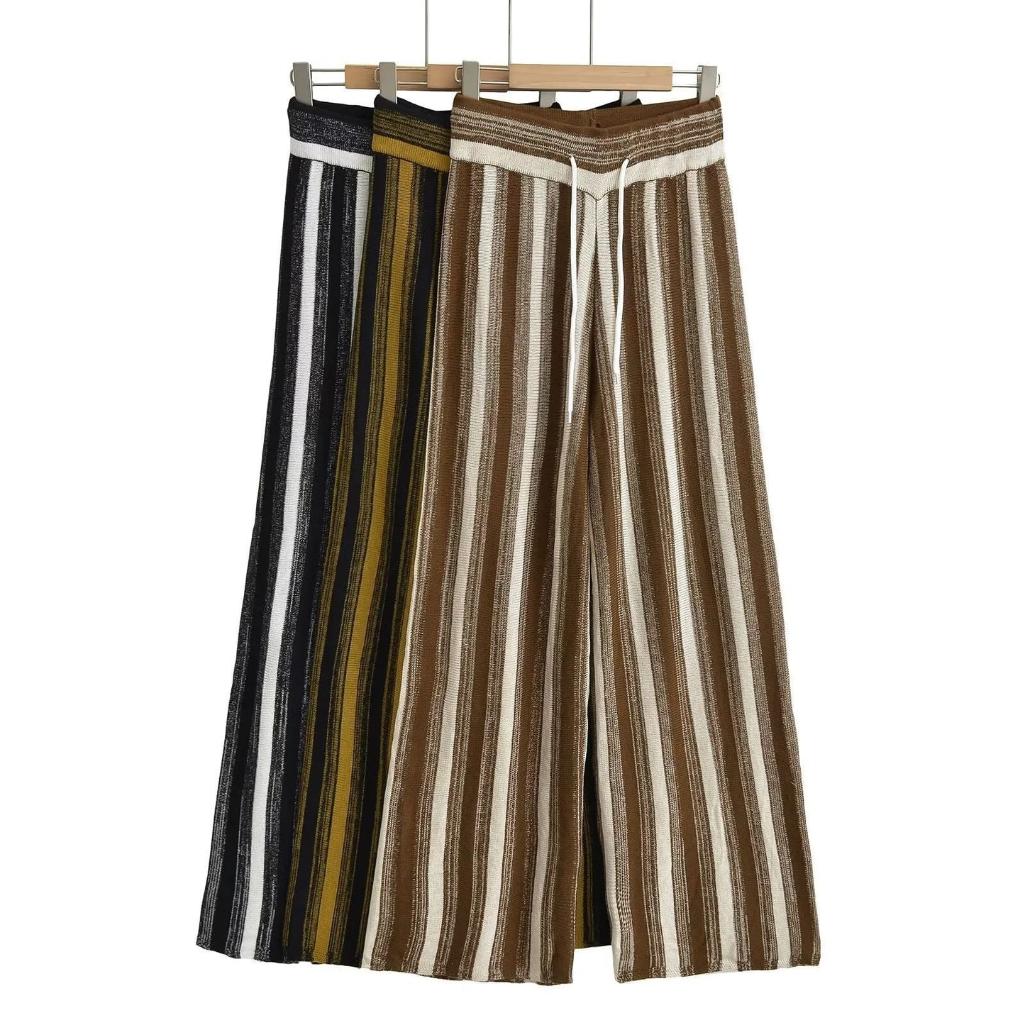 Kvinnors Palazzo-byxor Strukturerat Stripmönster Polyester 2