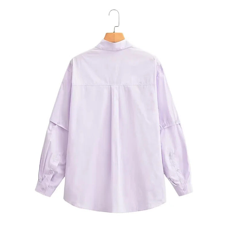 Vit Dam Blus Överdimensionerad Bomull Skjortablus 4