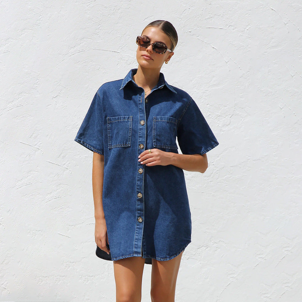 Variant image for Dam Klänning Kortärmad A-linjeformad Denim-5