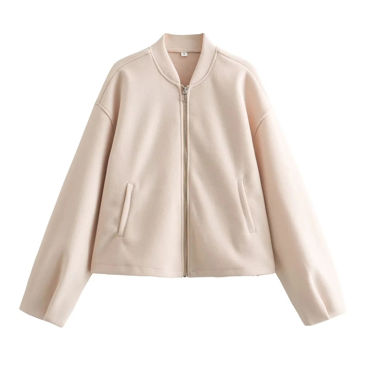 Dam Fleecejacka Modern Stativ-upp Krage Mjuk Fleece med Sidfickor-1