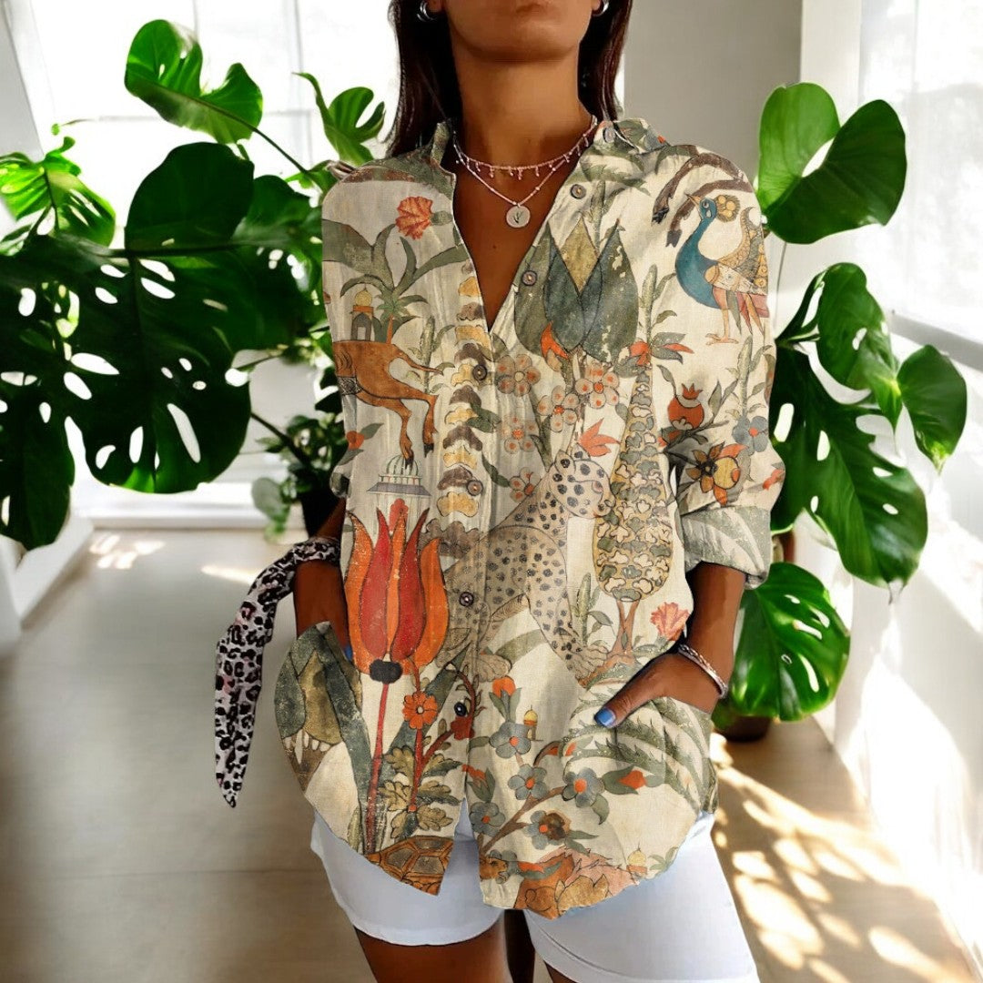 Variant image for Kvinnors Blommig Skjorta Av Andningsbart Tyg Casual Fit-13