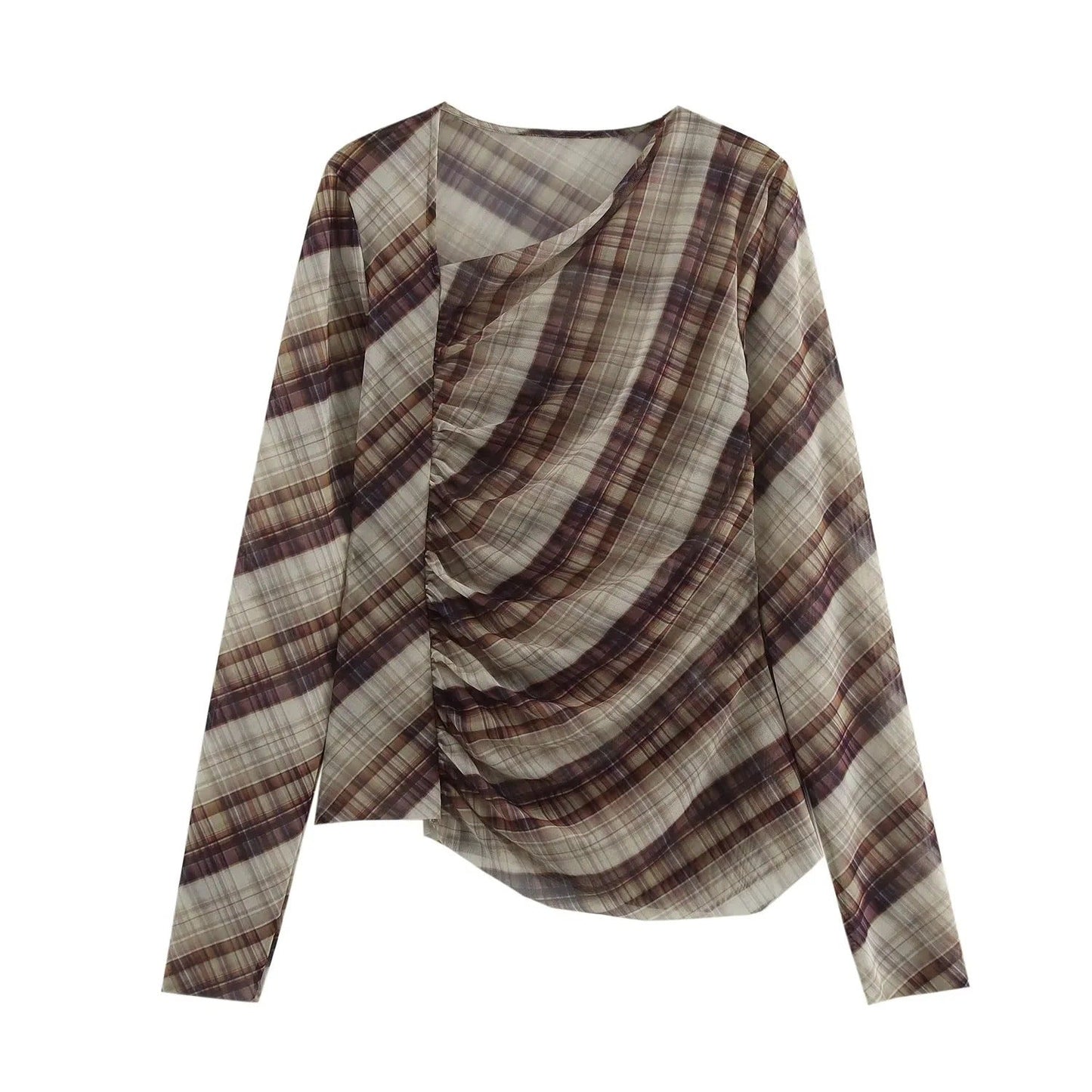 Kvinnors Lång Blus Rufsad Design Lätt Tyg 5