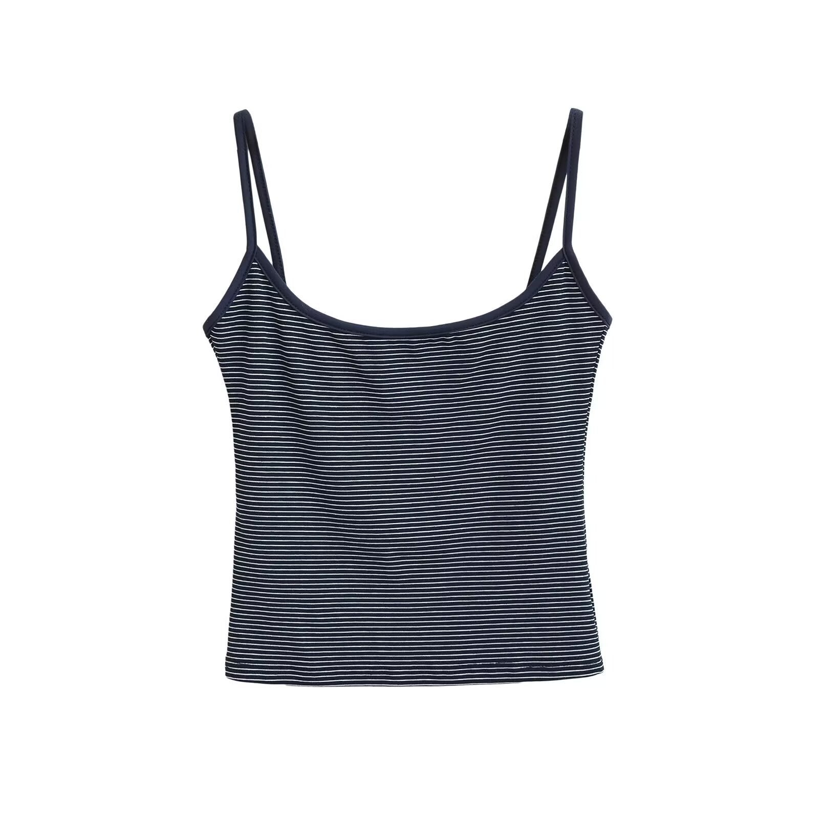 Damens Topp Spaghettiband Ränder Andningsbart Tyg 1