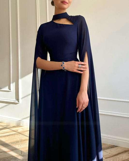Fina Dam Klänningar Vintage Chiffong Långärmad Elegant-1