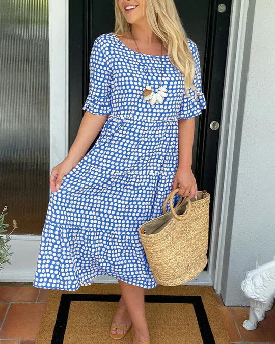 Variant image for Fina Dam Klänningar Rundad Kortärmad Polyester Elegant Design-33