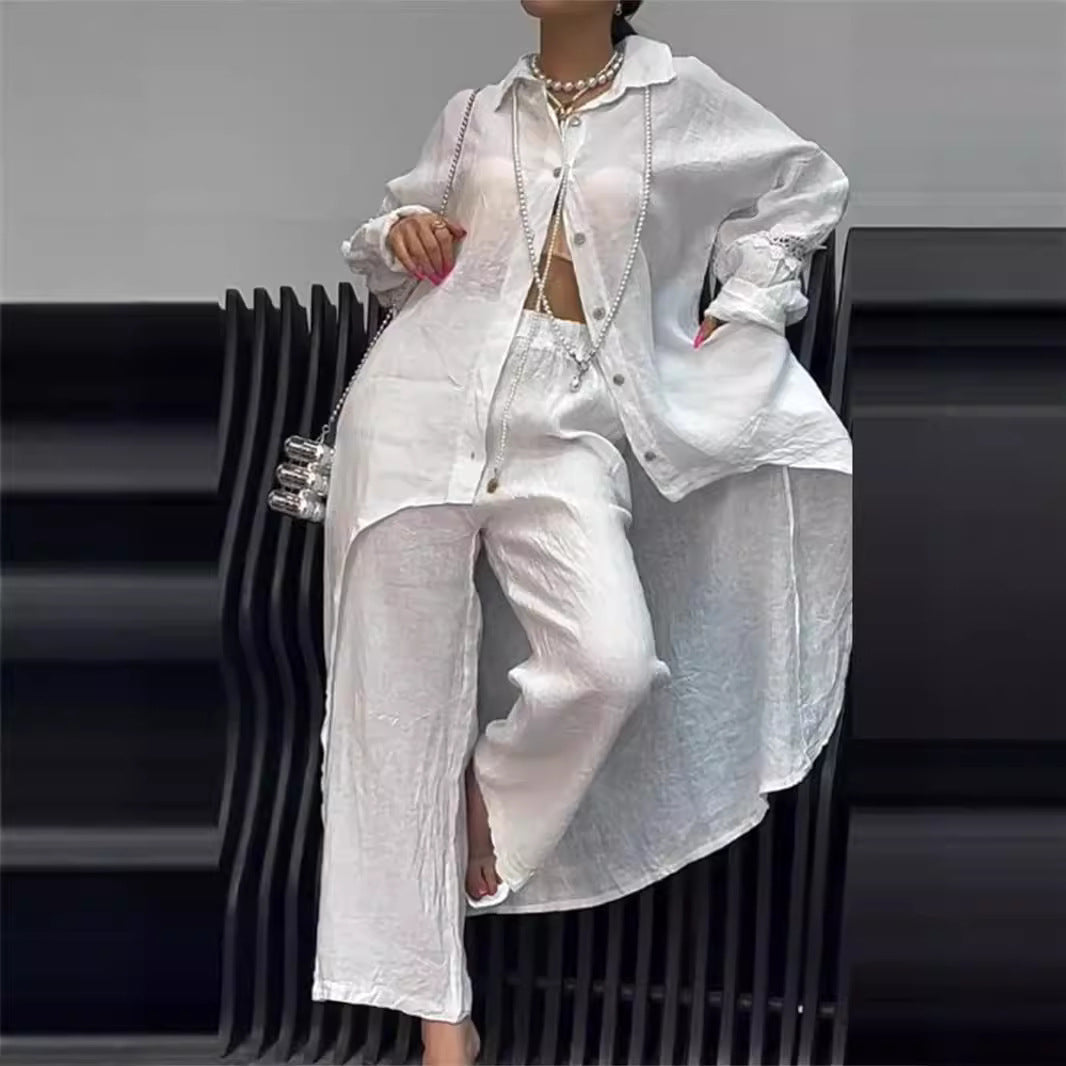 Herr Oregelbunden Hemdräkt Lång Ärmar Polyester-6