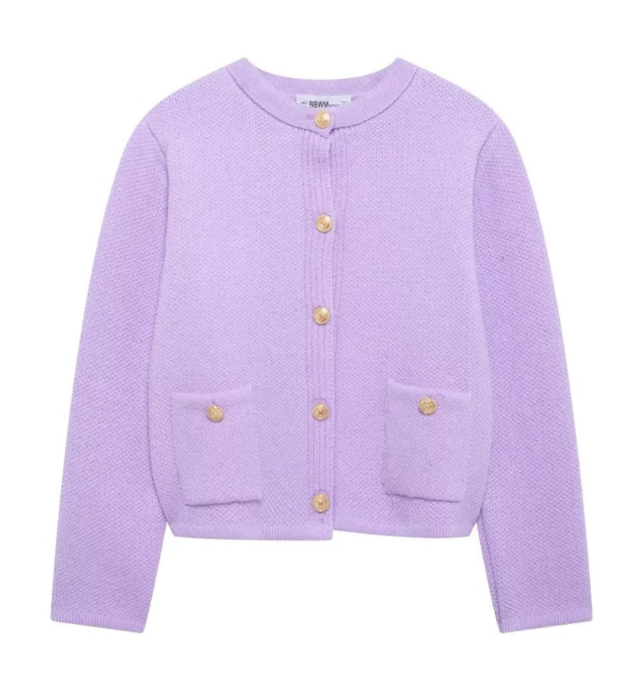 Kvinnors Cardigan med Dekorativa Knappar Mjuk Tygblandning 8