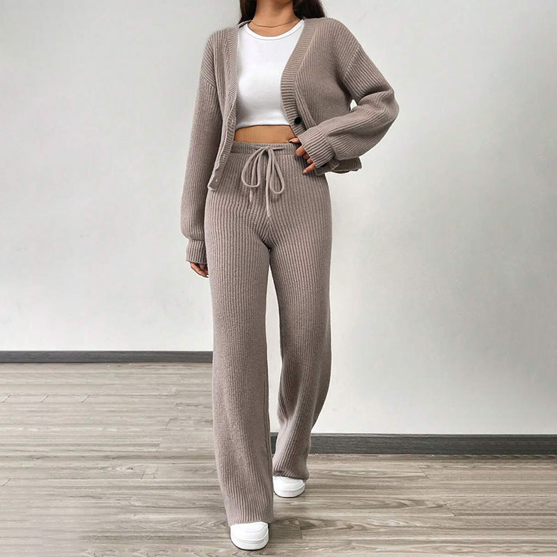Dam Loungewear Set Kort Kofta Elastiska Byxor Mjukt Material 1