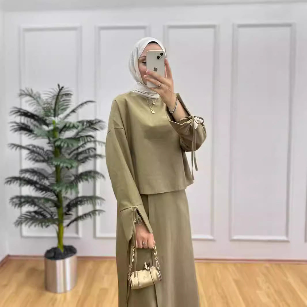 Dam Tvådelad Kjol Monokrom Bomull Patchwork-5