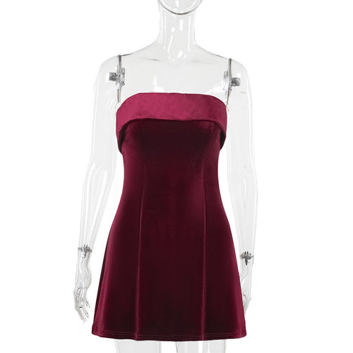 Kvinnor Glittrig Miniklänning i Mjuk Sammet med Bustier Design-1