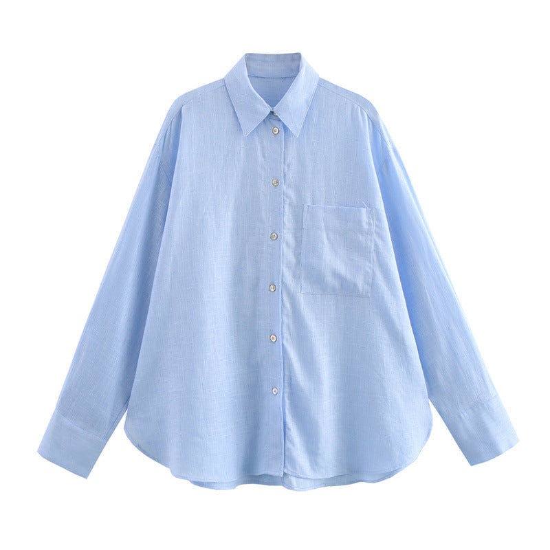 Unisex Långärmad Skjorta Avslappnad Krage Polyester-5