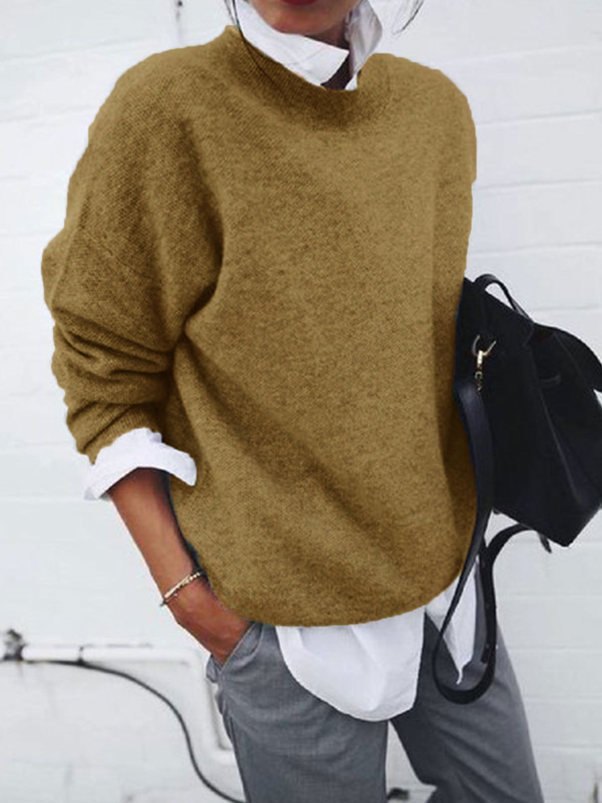 Stickad Dam Tröja i Bomull – Modern Design för Vardag och Formella Tillfällen, Bekväm Passform, Svart, S-XL 9