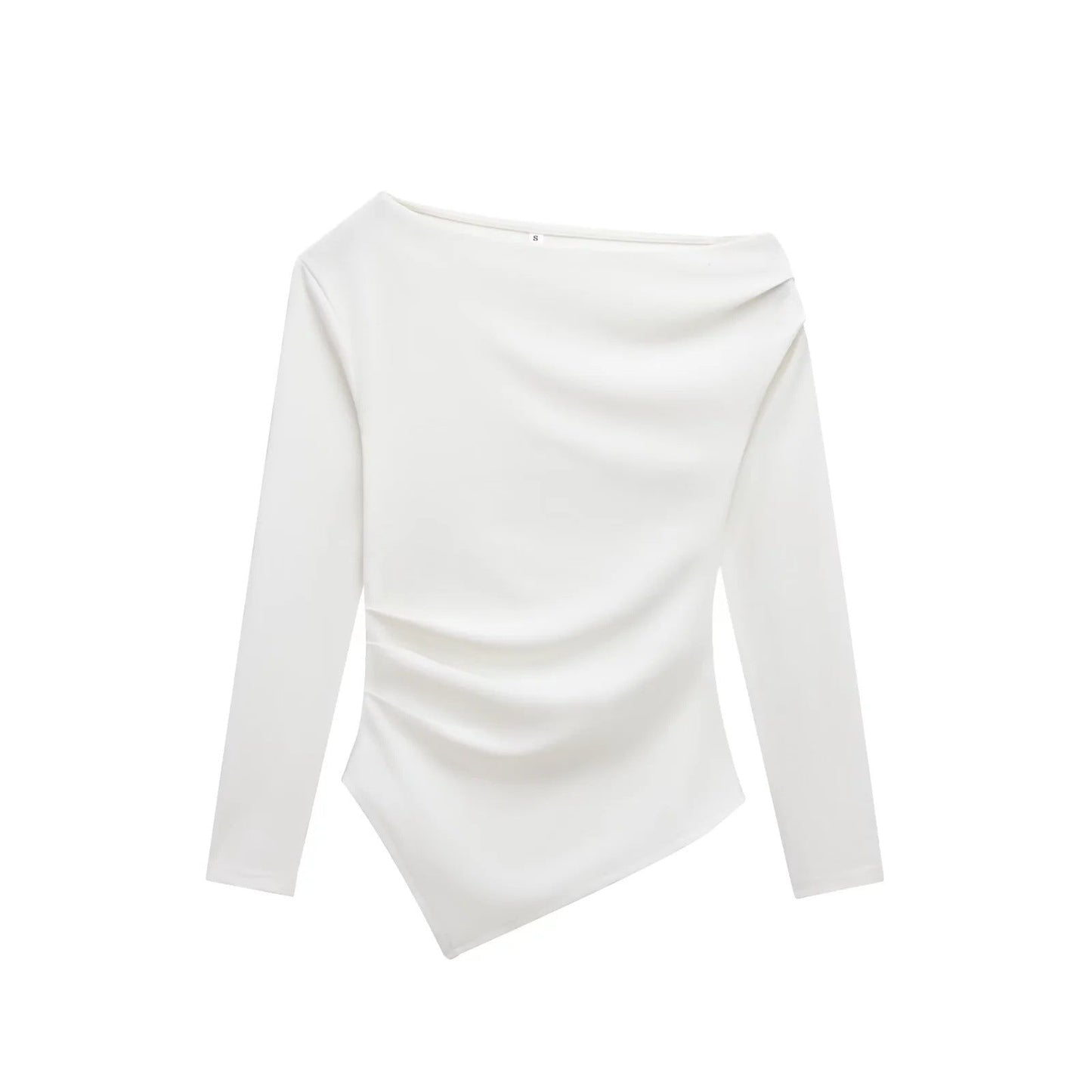 Snygga Damtoppar med Asymmetrisk Snitt och Draperad Design – Mjukt Tyg för Casual och Festlig Stil 1