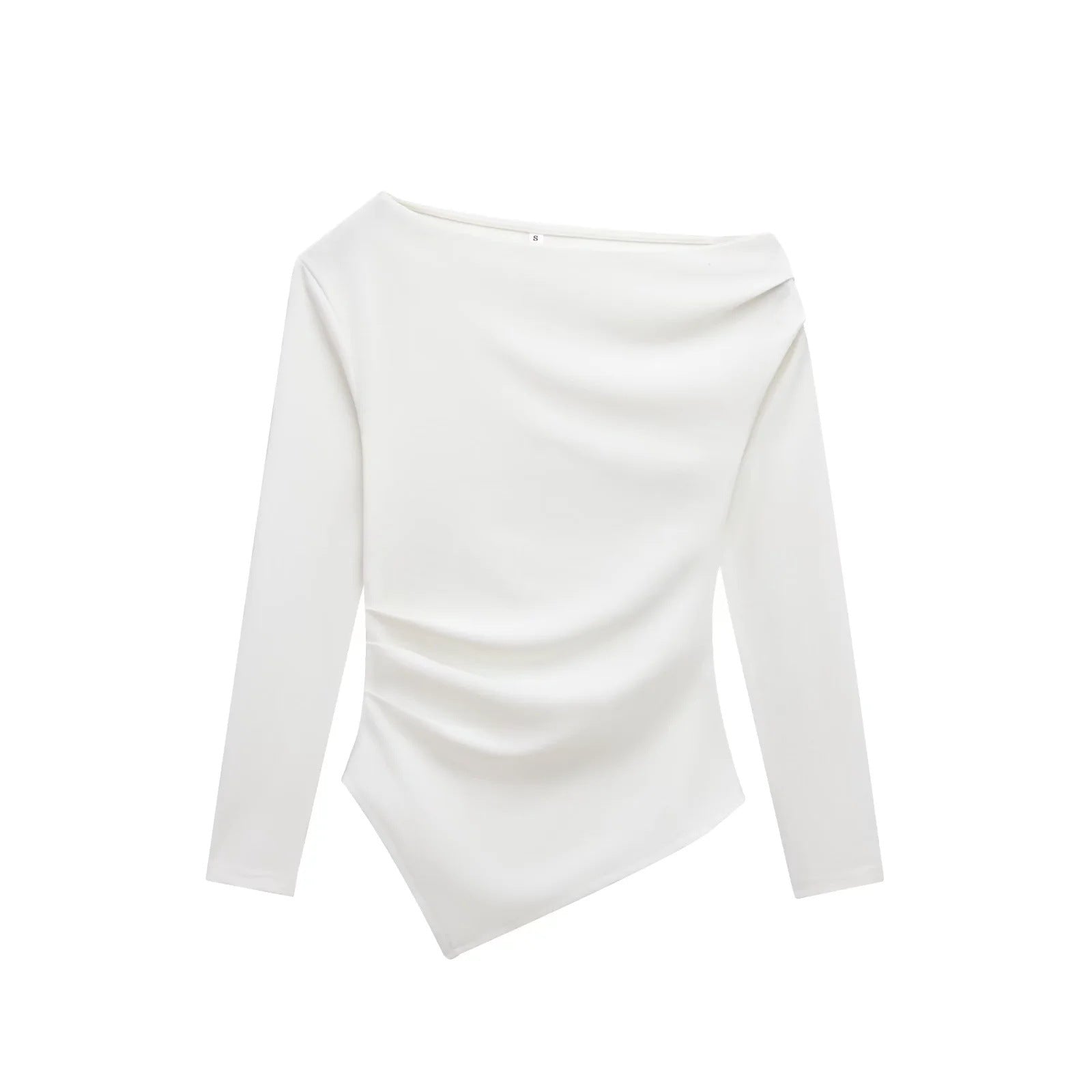 Snygga Damtoppar med Asymmetrisk Snitt och Draperad Design – Mjukt Tyg för Casual och Festlig Stil 1
