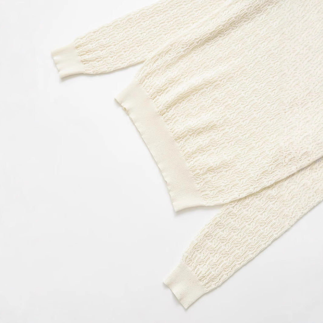 Stickad Dam Tröja med Rund Hals och Detaljerat Mönster i Akryl – Bekväm och Stilren för Vardagsbruk 4