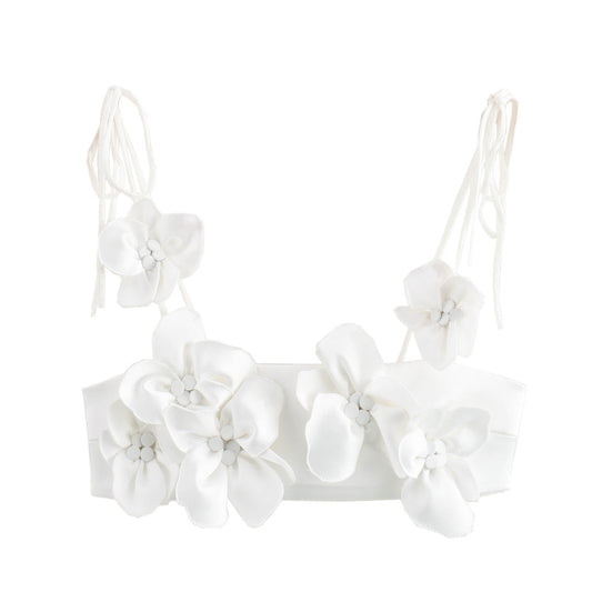 Dam Topp 3D-Mönster Blommor Polyester-1