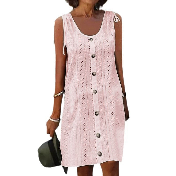 Kvinnors A-Line Klänning U-Hals Polyester-6