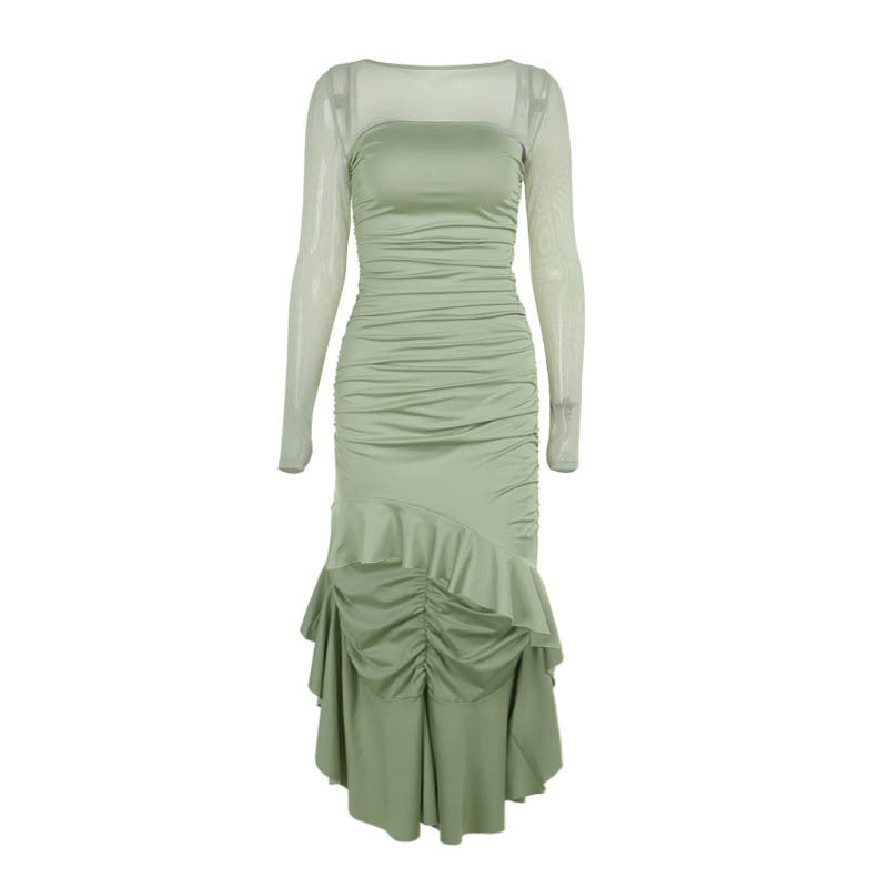 Abendkleid mit Transparenten Ärmeln und Voluminösen Details – Elegantes Kleid für Hochzeit und Feste 6