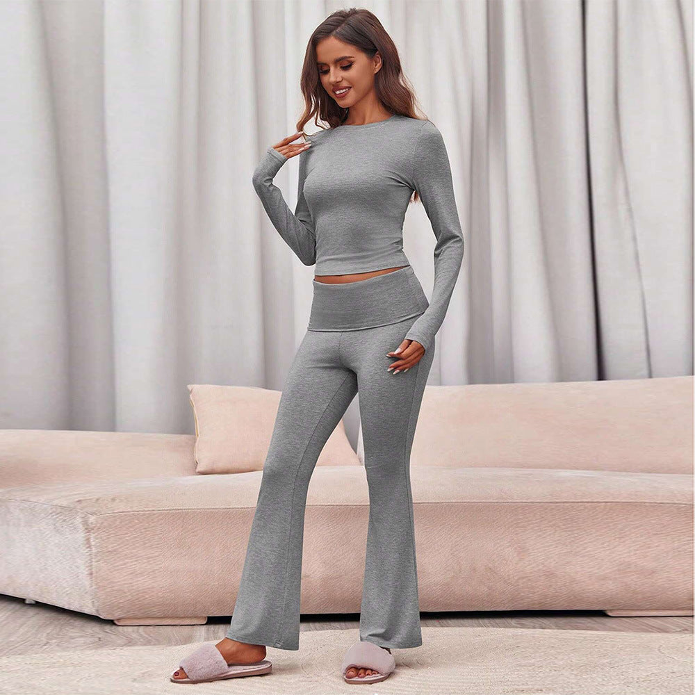 Dam Byxor Set Smala Casual Polyester Långärmad-4