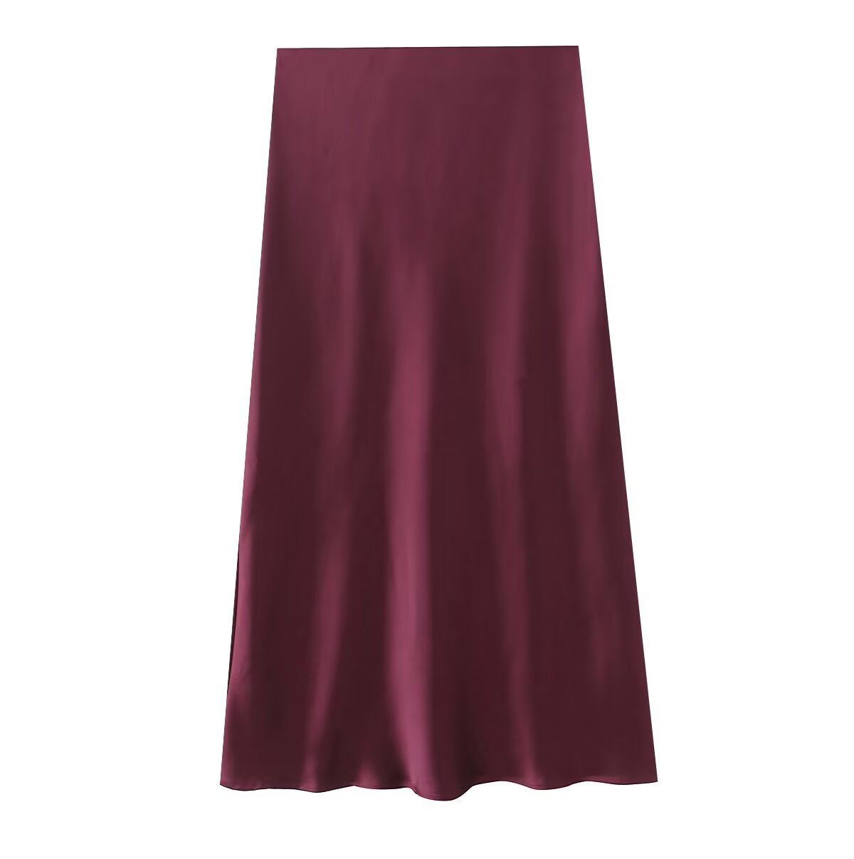 Kvinna Midi Kjol Hög Midja Satin Mångfärgad-5