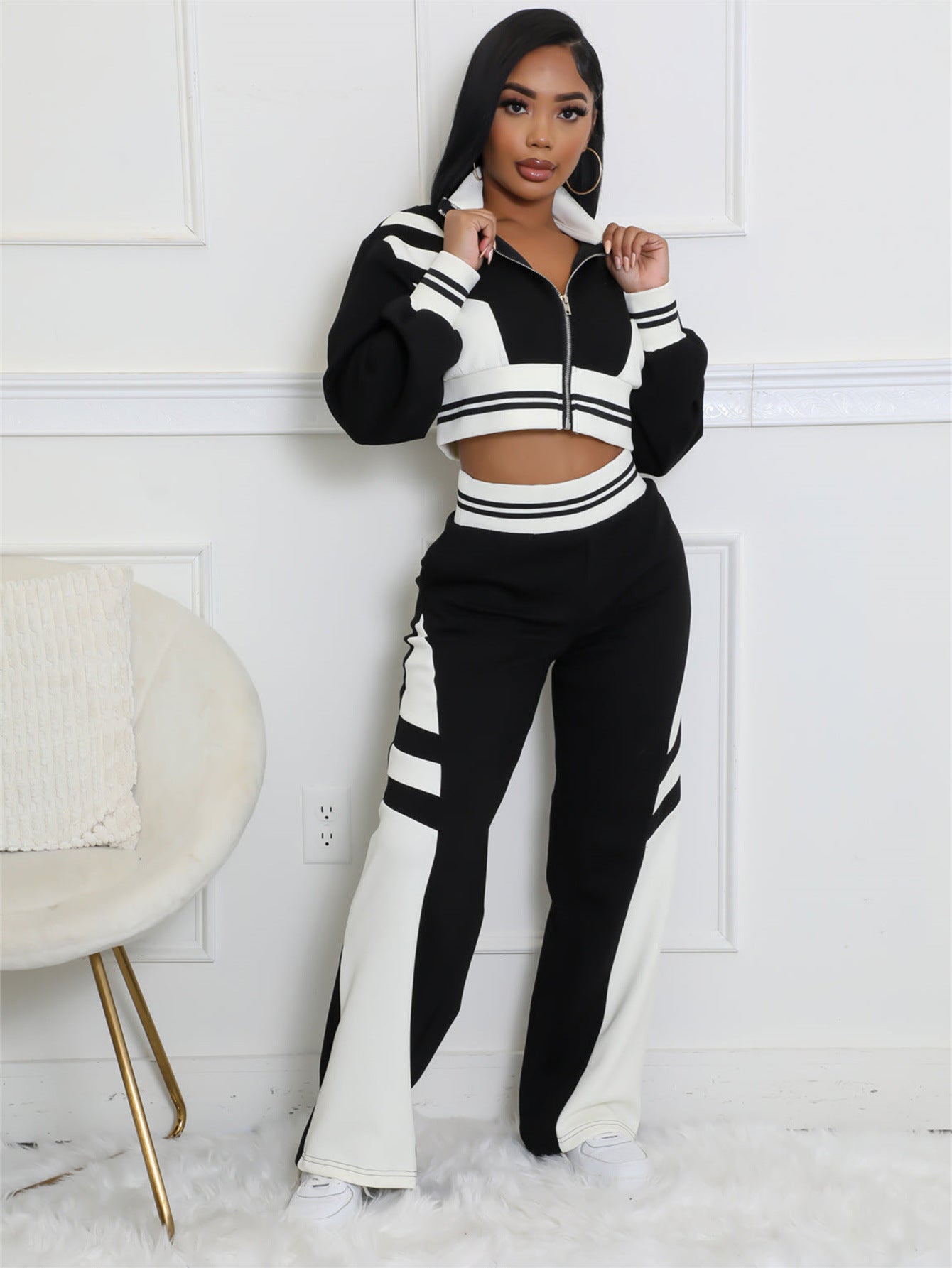 Dam Långvapen Set Patchwork Polyester och Spandex-5