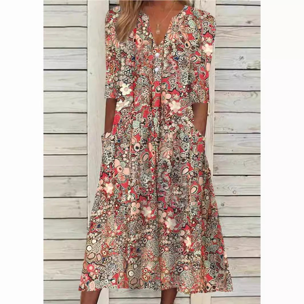 Dam Sommarklänning Elegant Omslag Andningsbart Material för Fest och Bröllop-1