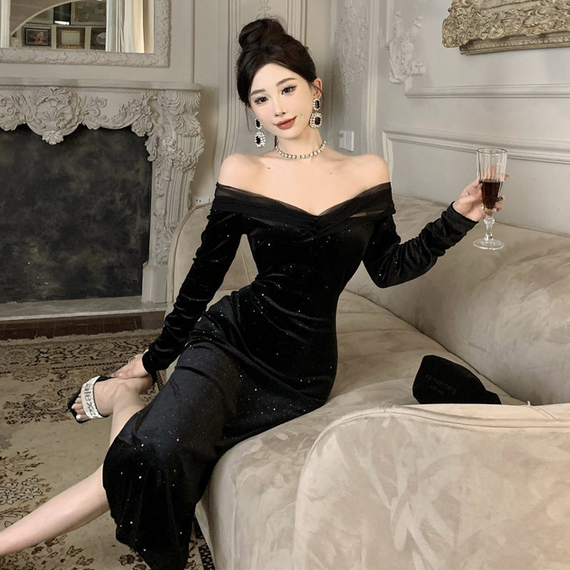 Kvinnors Midiklänning Färgblockad V-ringad Polyester Elastan-4