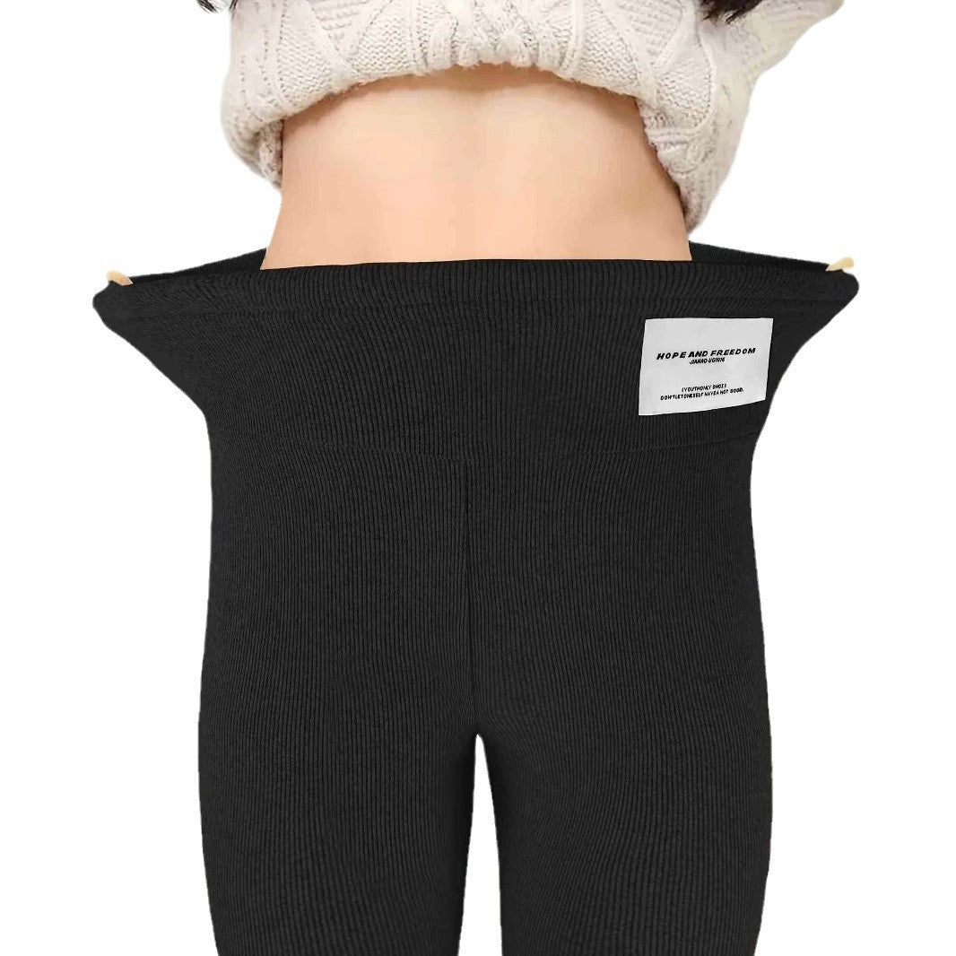 Kvinnors Leggings Hög Midja Ribbad Elastisk Material 6