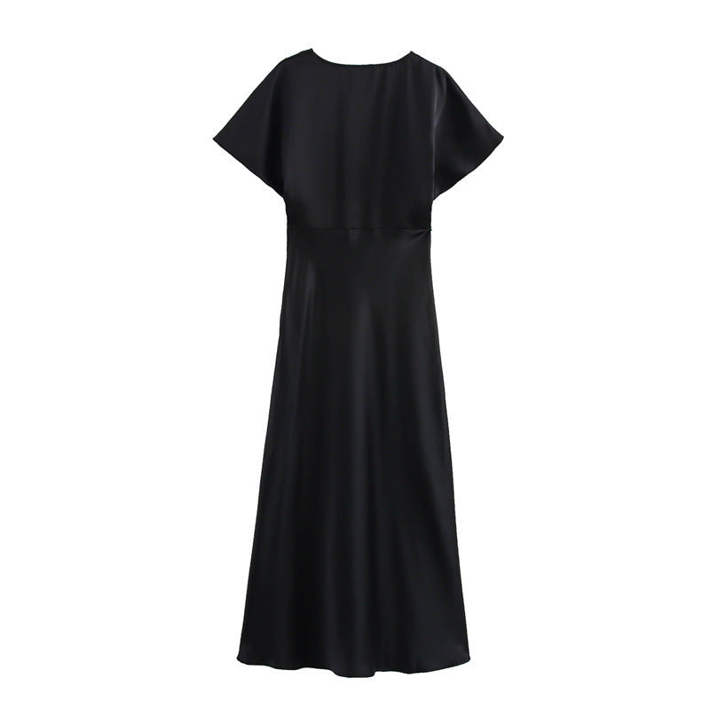 Dam A-Line Klänning Midi Satin Polyester för Fest och Bröllop-3