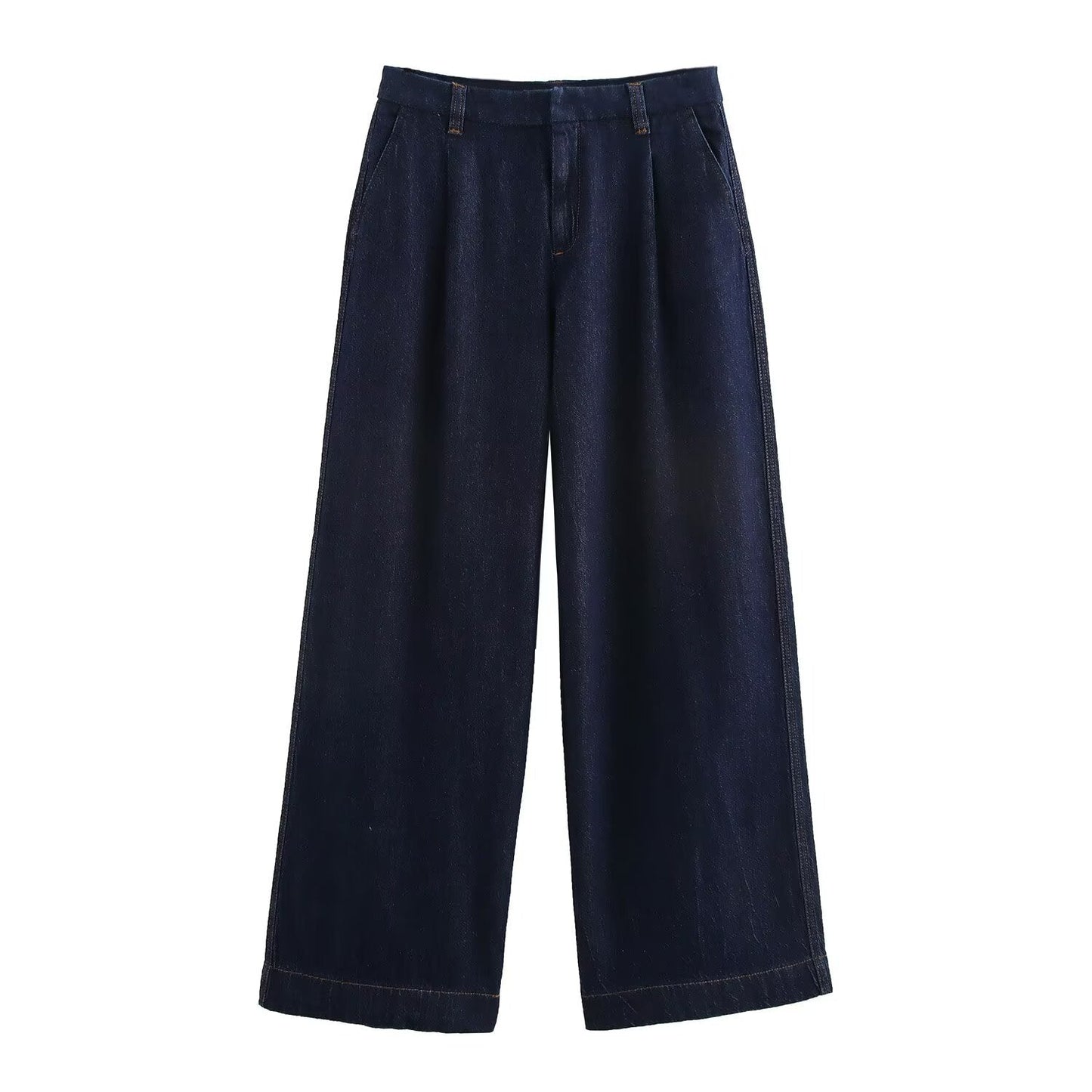 Damens Tre-delars Set Färgblockering Patchwork Denim-4