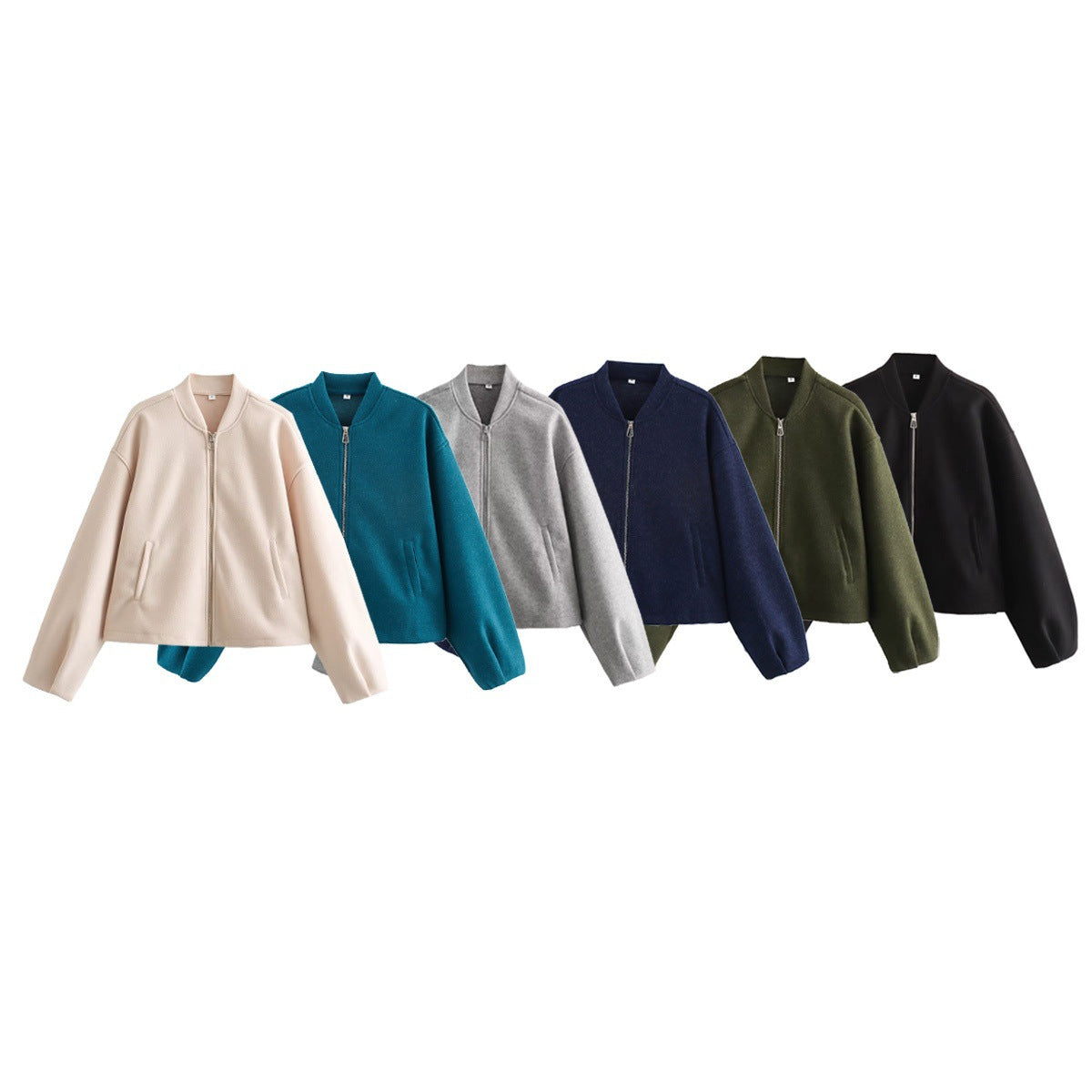 Dam Fleecejacka Modern Stativ-upp Krage Mjuk Fleece med Sidfickor-2