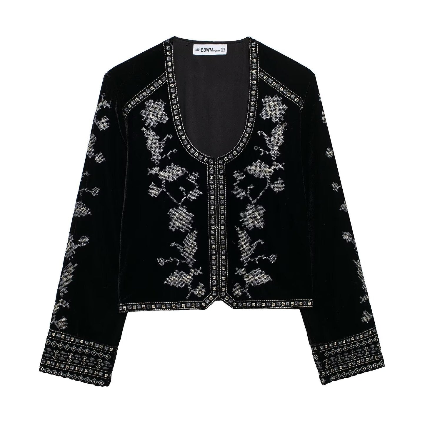 Dam Lång Kofta Cardigan Med Broderi Polyester 1