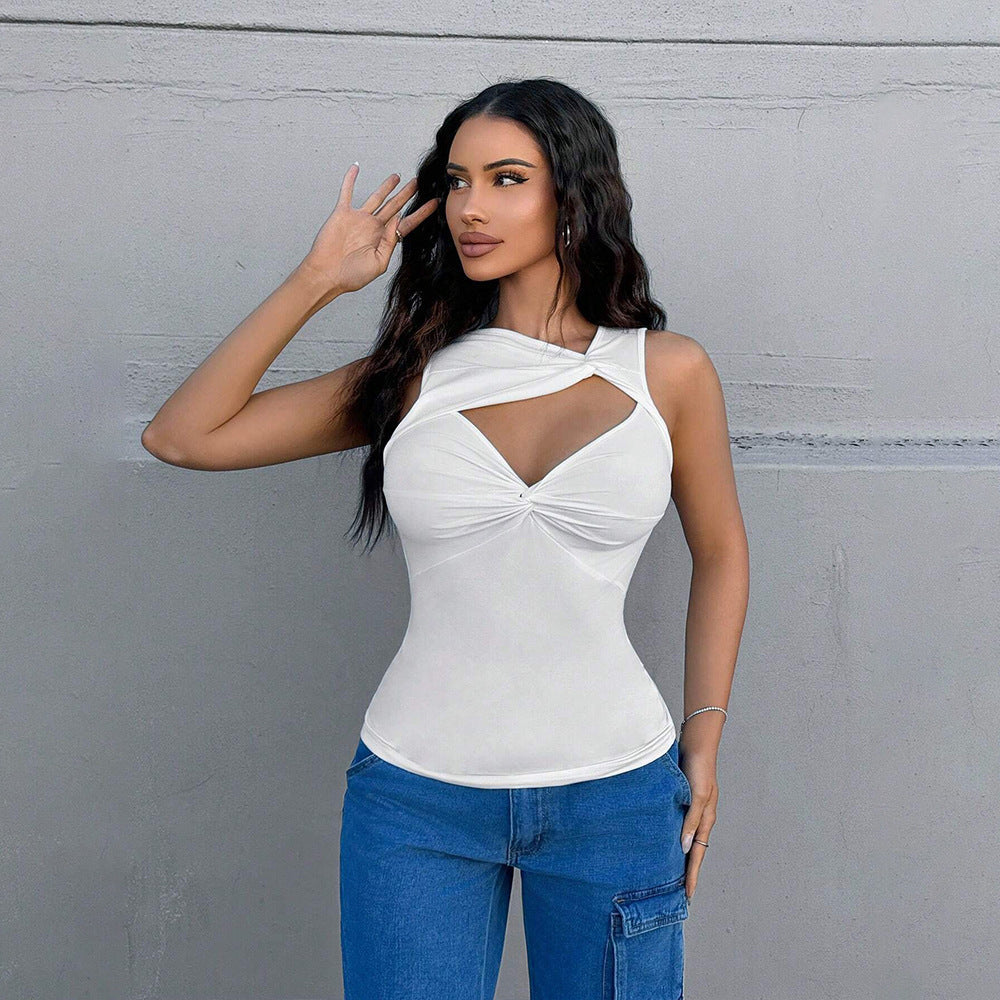 Dam Asymmetrisk Festtopp Spaghetti Band Polyester 5