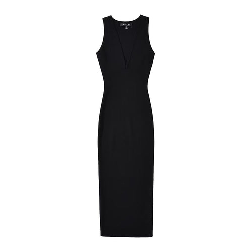 Damklänning Slim Fit V-ringning Midilängd Högkvalitativt Tyg-1